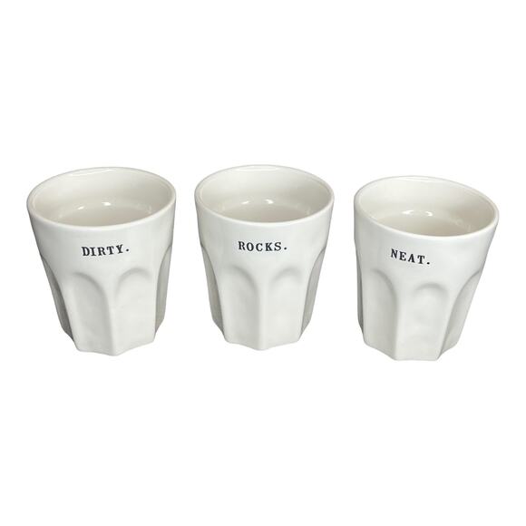 Rae Dunn Ceramic DRINKING GLASS Set (3) Glassware 8oz DIRTY MIXED SHAKEN Martini - Picture 1 of 10